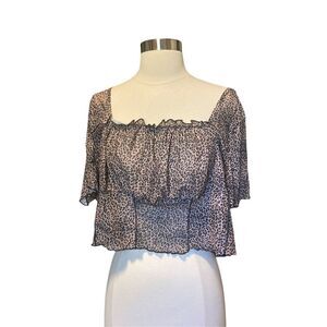 SHEIN - Sheer Leopard Print Crop Top sz 4XL